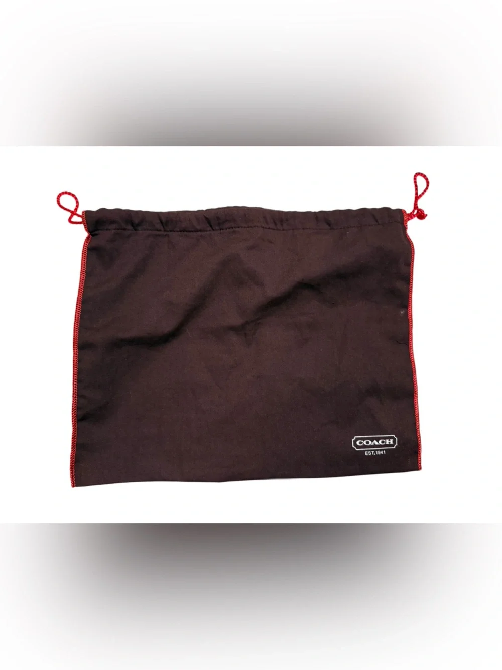 Coach Black Dust Drawstring Pouch with Red Trim